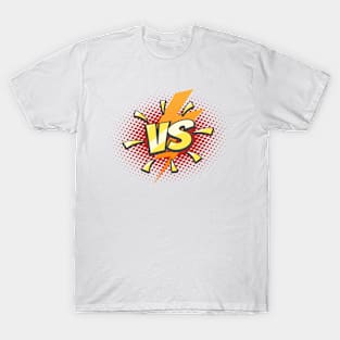 Versus Sign with Lightning background drawn in comics style. T-Shirt